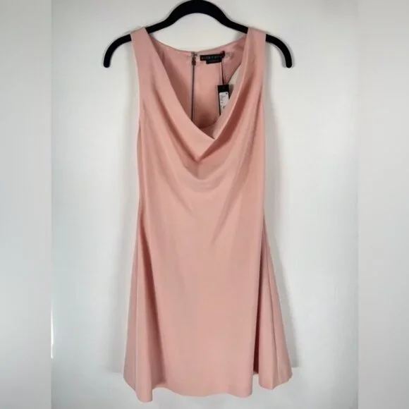 NWT alice + olivia Classics Harmony Racerback Cowl Neck ALine Blush Mini Dress 6